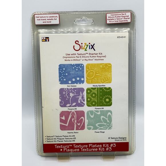 SIZZIX Texture Plates 6 texture designs Kit #3 654841 NEW - Picture 1 of 2